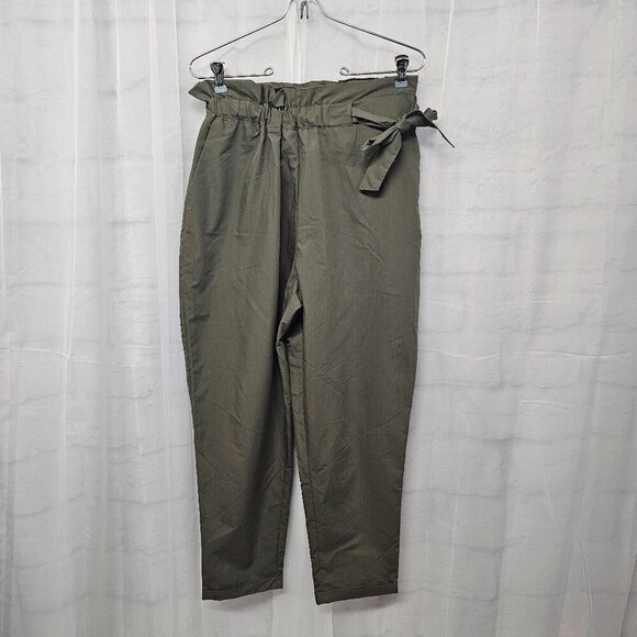 Zara Basic Olive Green Pants Straight Leg Cropped S - Picture 11 of 11